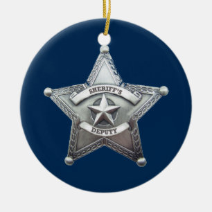 Sheriff Deputy Badge Ceramic Tree Decoration
