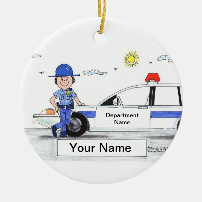 Sheriff - Female Ceramic Tree Decoration (Front)