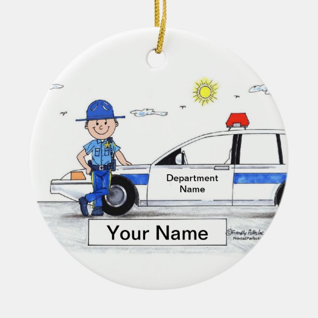 Sheriff - Male Ceramic Tree Decoration (Front)