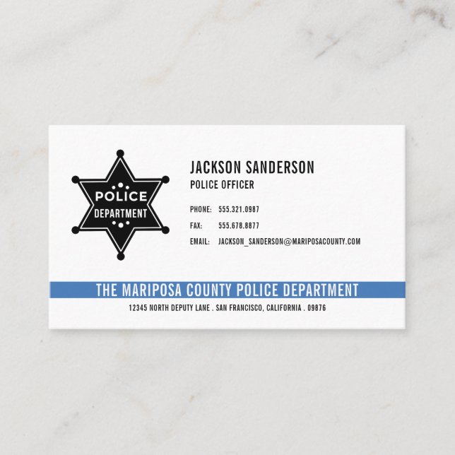 Sheriff Police Department Law Enforcement Logo Business Card (Front)