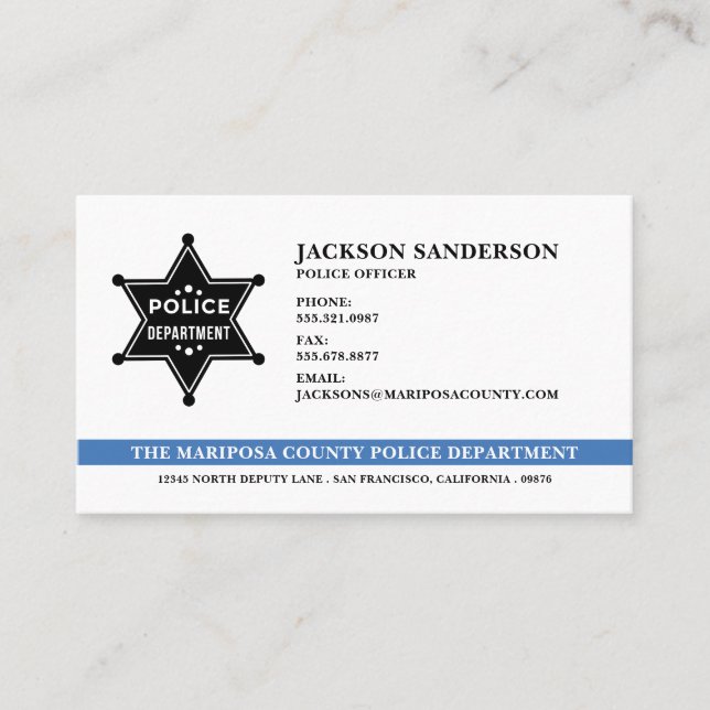 Sheriff Police Department Law Enforcement Logo Business Card (Front)