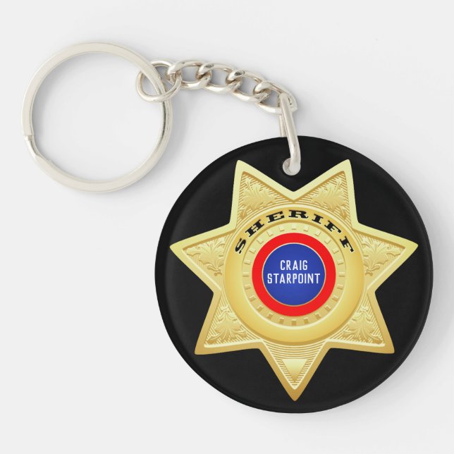 Sheriff Police Star Gold Key Ring (Front)