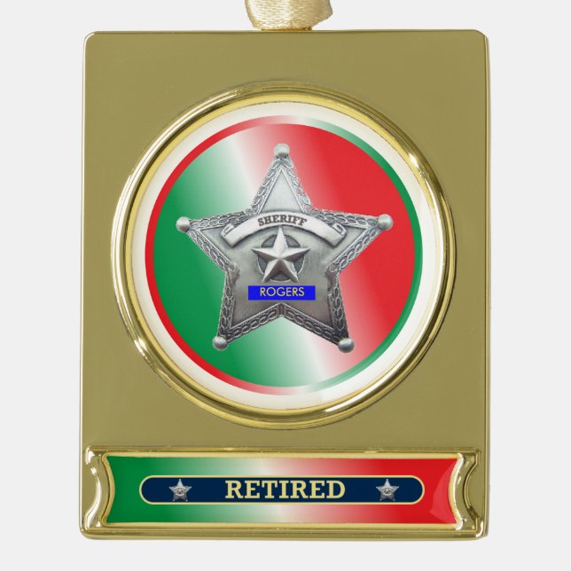 Sheriff Retired Custom Christmas Ornament (Front)