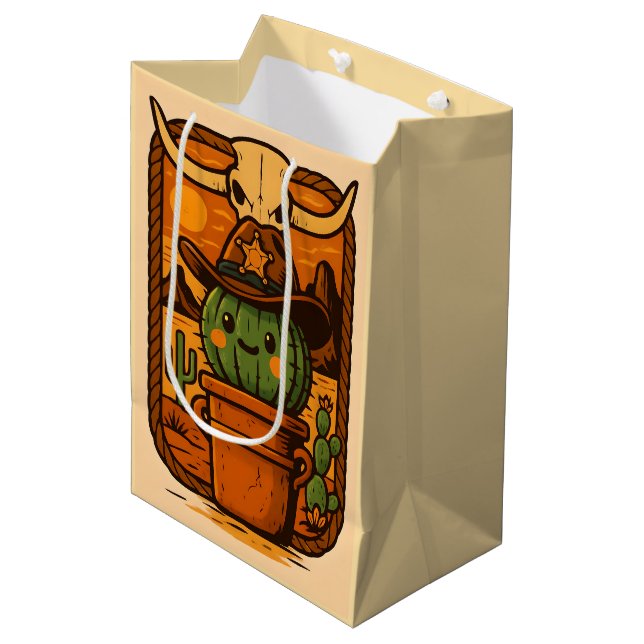 Sheriff Spike-Cactus Character Medium Gift Bag (Front Angled)