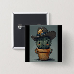 Sheriff Spike-Cactus Character with Background 15 Cm Square Badge