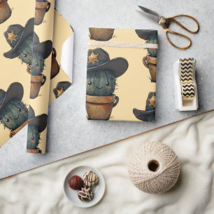 Sheriff Spike-Cactus Character Wrapping Paper
