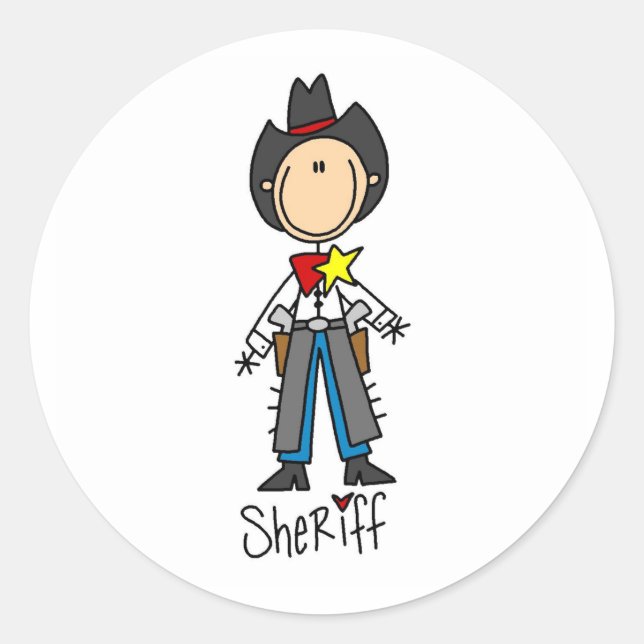 Sheriff Stick Figure Sticker (Front)