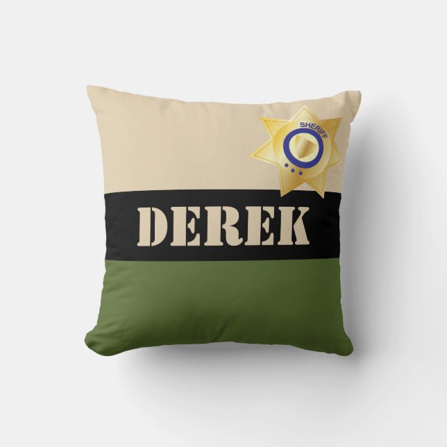 Sheriff Uniform With Gold Badge Personalised Cushion (Front)