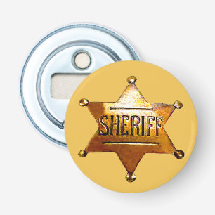 Sheriff's Badge Tan Button Bottle Opener
