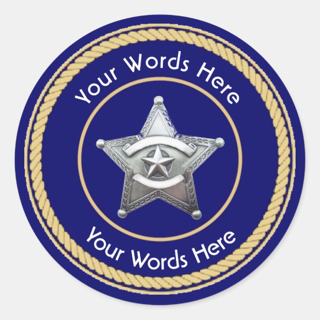Sheriff's Badge Universal Custom Classic Round Sticker (Front)
