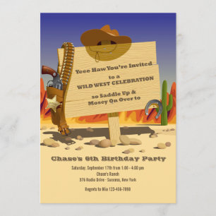 Sheriff's Holster Western Birthday Party Invitatio Invitation