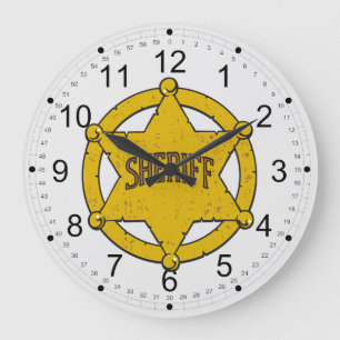 Sheriffs Star Badge Large Clock