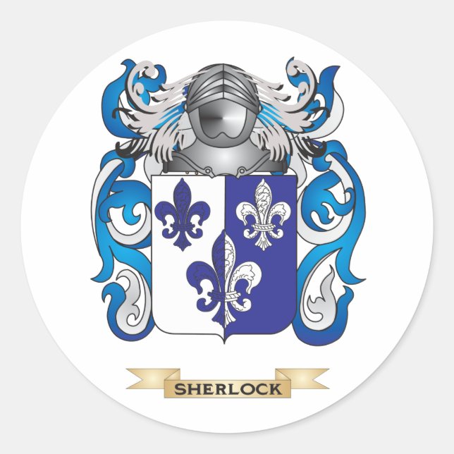 Sherlock Coat of Arms (Family Crest) Classic Round Sticker (Front)