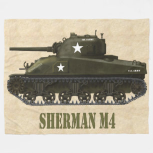 SHERMAN M4 AMERICAN WWII BATTLE TANK FLEECE BLANKET