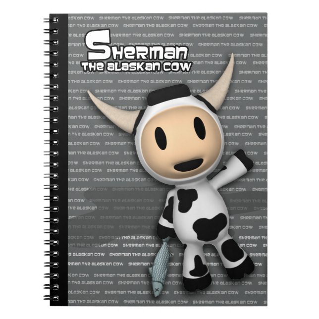 Sherman the Alaskan Cow Grey Notebook (Front)