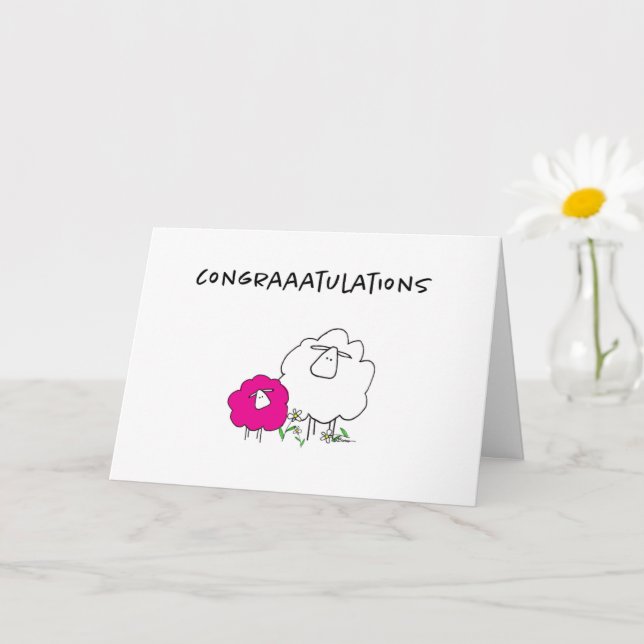 Sherman the Sheep (Pink) New Baby Greeting Card (Small Plant)