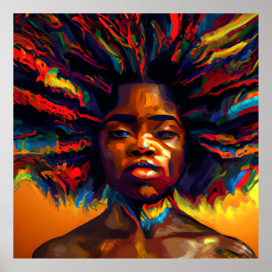 Shero Rainbow Hair Black Melanin Afro Queen Crown Poster
