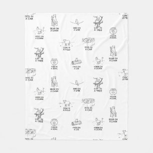 Sherpa Animal Blanket - Minimalist Line Art