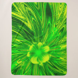 Sherpa Blanket Abstract Lines Green Flower