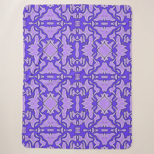 Sherpa Blanket An elegant blue purple pattern  (Front)