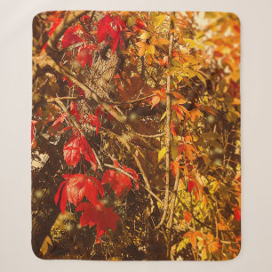 Sherpa Blanket Autumn Red Yellow Vines