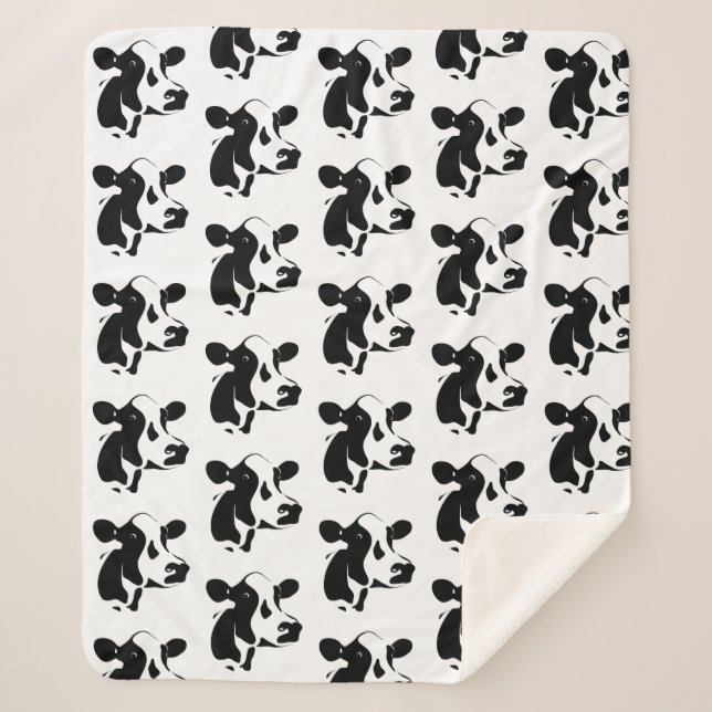 Sherpa Blanket-Black and White Cow Sherpa Blanket (Front)