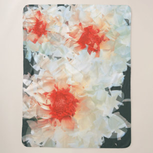 Sherpa Blanket Flowers White Black Cubist