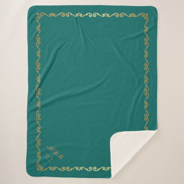 Sherpa Blanket-Jade Teal Custom Monograms Blanket (Front)