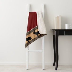 Sherpa Blanket-Large-Burgundy Red Yellowstone Elk Blanket