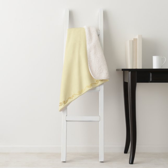 Sherpa Blanket-Large-Vanilla & Gold Scroll Print Blanket (In Situ)