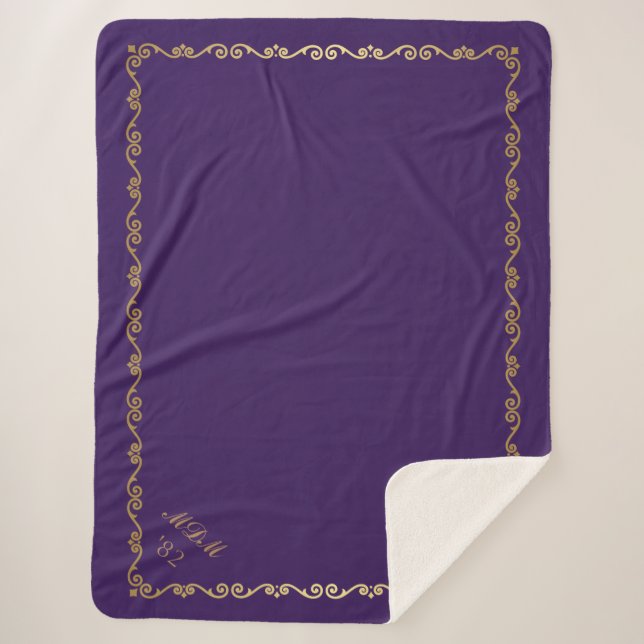 Sherpa Blanket-Purple Custom Monograms Blanket (Front)