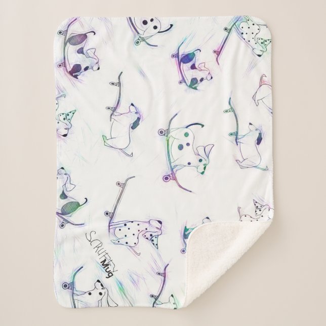 Sherpa Blanket ScruffyMug original Skateboard Dogs (Front)