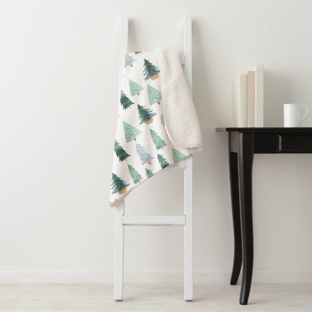 Sherpa Blanket (Small) - Christmas Trees Pattern (In Situ)