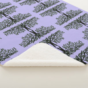 Sherpa Blanket - Willow Grove on Lavendar