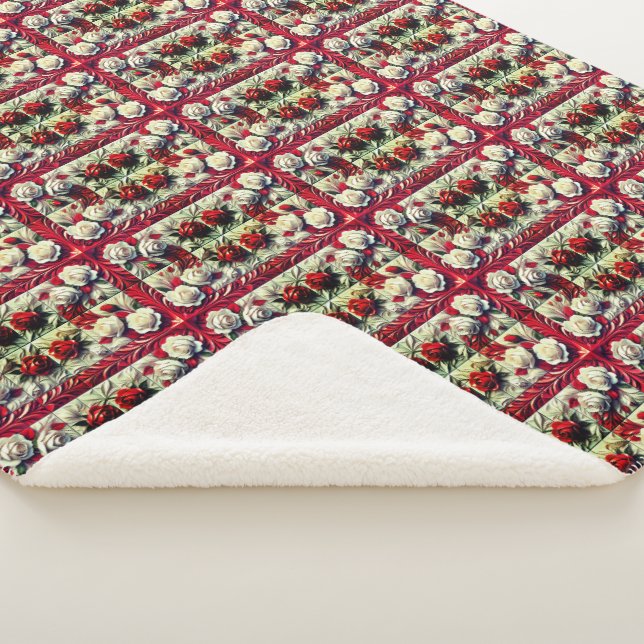 Sherpa Blanket with English Roses Design (3/4)