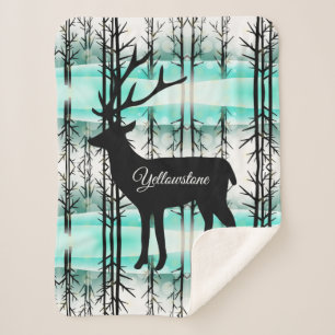 Sherpa Blanket-Yellowstone Deer Blanket