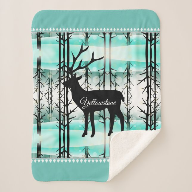 Sherpa Blanket-Yellowstone Deer Sherpa Blanket (Front)