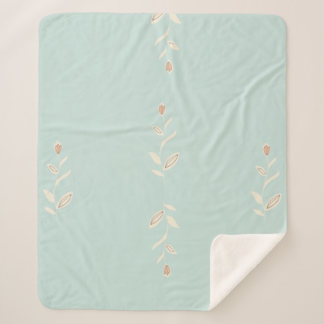 Sherpa manta with floral design. blanket (Front)