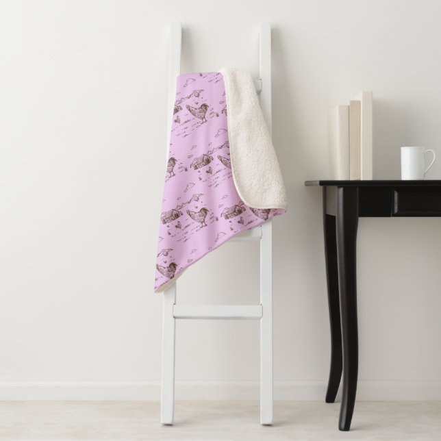 Sherpa Throw Blanket-Medium Sweet Lilac Chicken (In Situ)