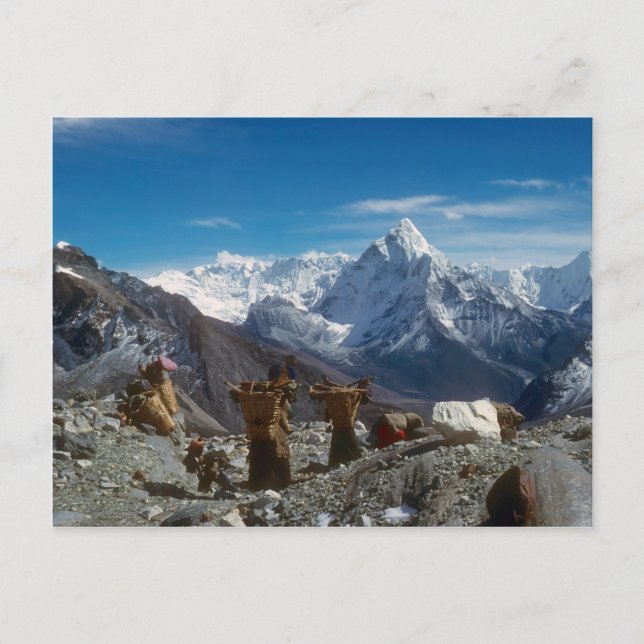 Sherpanis carrying climbing loads postcard (Front)