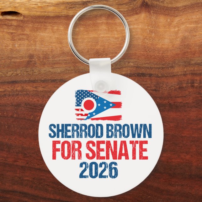 Sherrod Brown for Senate 2026 Election Ohio Flag Key Ring (Front)