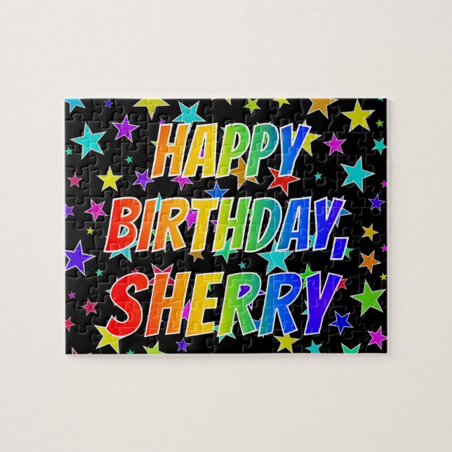 "SHERRY" First Name, Fun "HAPPY BIRTHDAY" Jigsaw Puzzle (Horizontal)