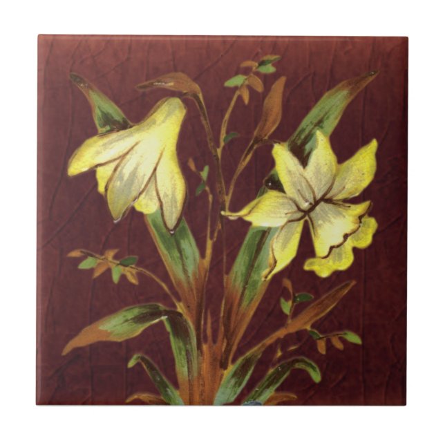 Sherwin & Cotton Barbotine Narcissus Repro #2 Ceramic Tile (Front)