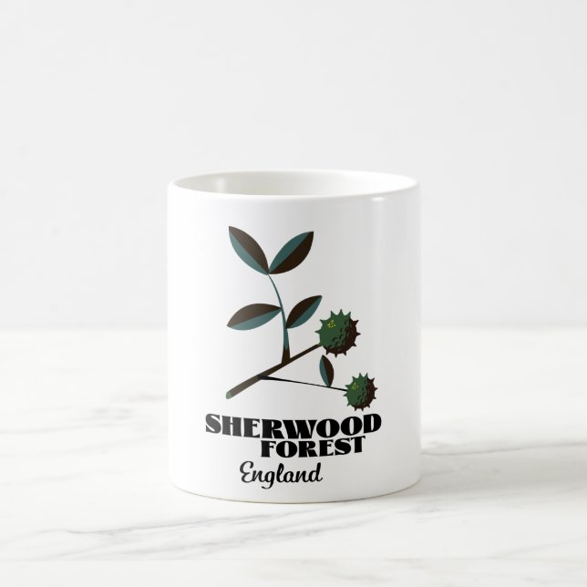 Sherwood Forest England travel poster Classic Roun Coffee Mug (Center)