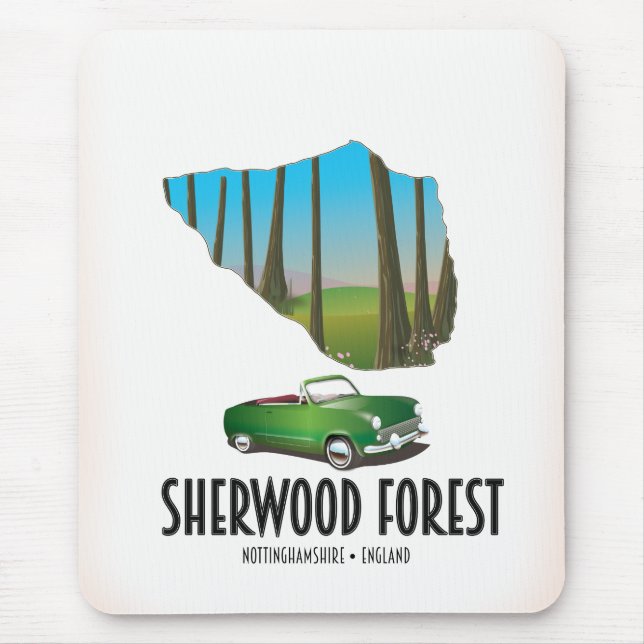 Sherwood Forest Nottinghamshire map Mouse Pad (Front)