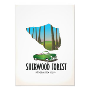 Sherwood Forest Nottinghamshire map Photo Print