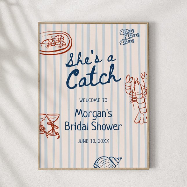 She's A Catch Bridal Shower Downloadable Welcome Poster (Creator Uploaded)