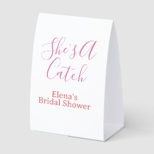 she's a catch bridal shower name date pink purple