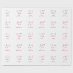 she's a catch bridal shower name date pink purple wrapping paper