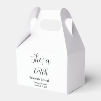 She's a catch champagne bottle bachelorette weeken favour box